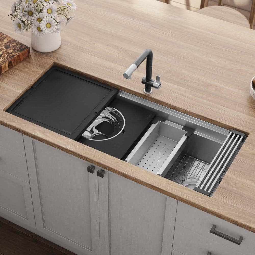 Ruvati 50-inch Stainless Steel Three-Bowl Workstation Sink