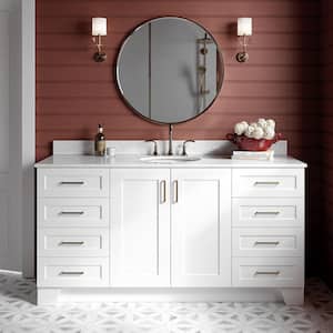 Taylor 67 in. W x 22 in. D x 35.25 in. H Single Sink Freestanding Bath Vanity in White with Carrara White Marble Top
