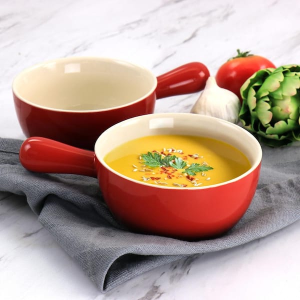 Crock-Pot 22oz Artisan Stoneware Soup Bowl w/Handle, 2-Pack, Red Gradient