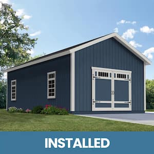 Professionally Installed Camden 16 ft. W x 24 ft. D Wood Storage Shed with Black Shingles (384 sq. ft.)