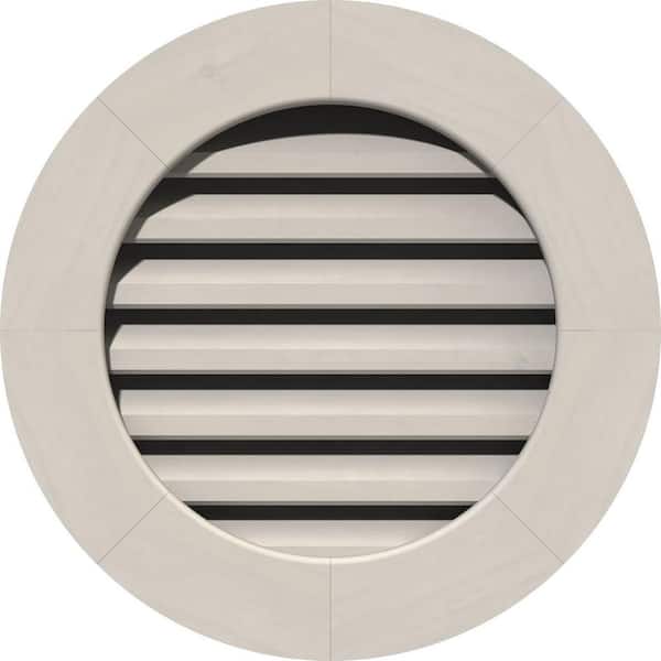 Ekena Millwork 31 in. x 31 in. Round Primed Smooth Pine Wood Paintable Gable Louver Vent