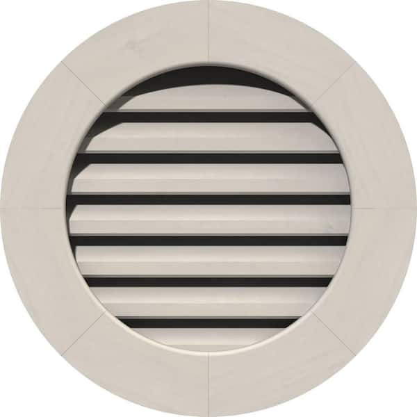 Ekena Millwork 39 in. x 39 in. Round Primed Smooth Pine Wood Paintable Gable Louver Vent