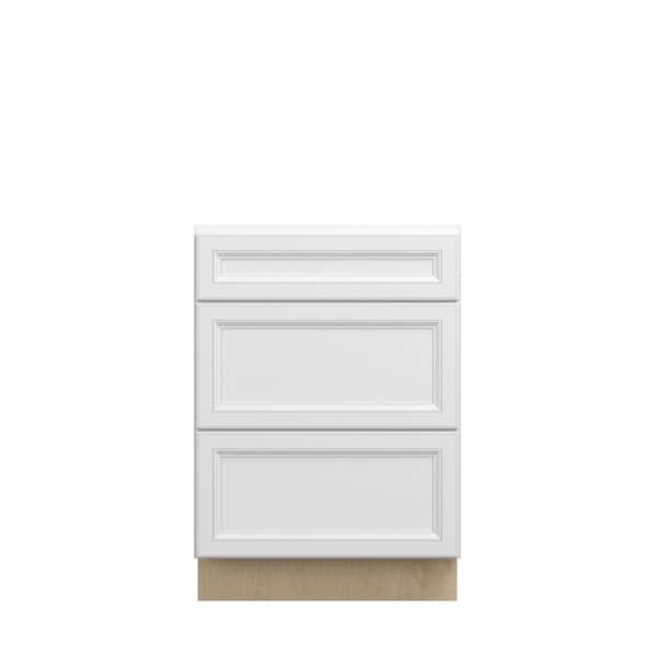 Kunal Kitchens Damascus Raised 24 in. W x 34.5 in. H x 24 in. D in French Vanilla Plywood Assembled Drawer Base Cabinet