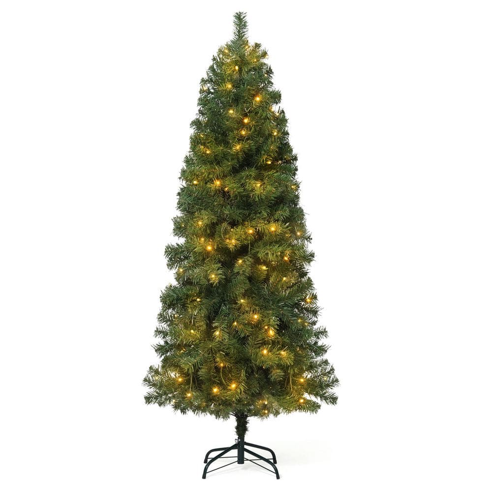 4.5 ft. Pre-Lit LED Slim Pencil Tree Artificial Christmas Tree with 150-Lights with Foldable Metal Stand price history on PriceWatchPro