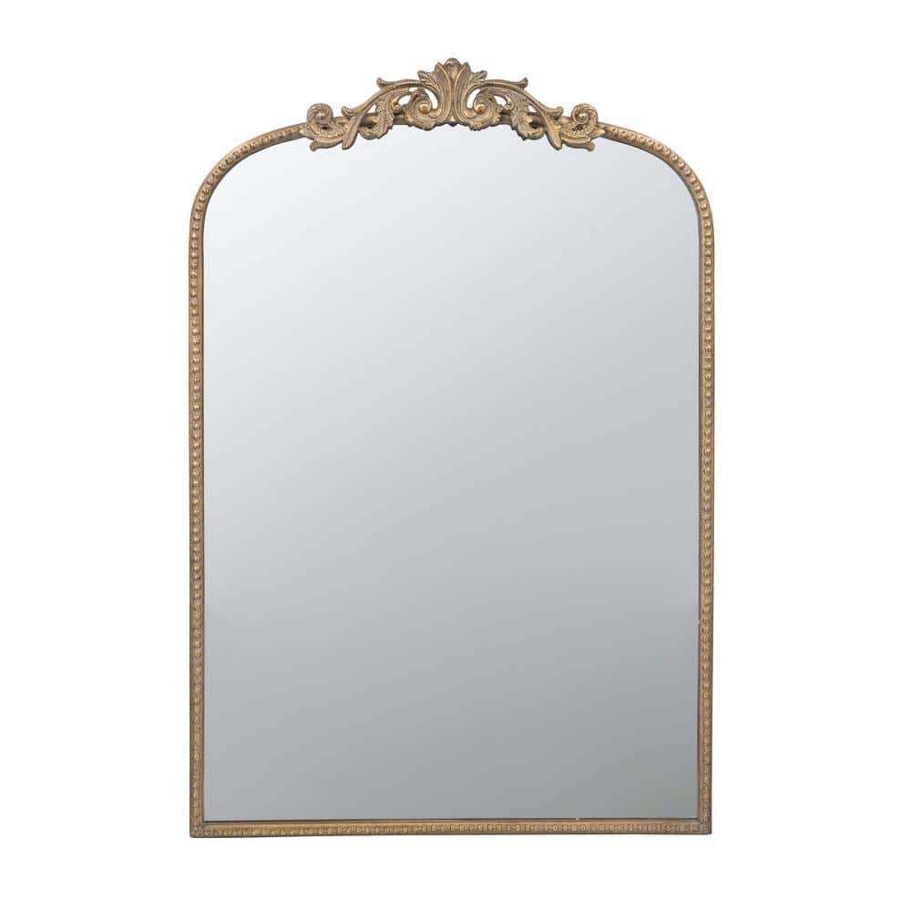 24 in. W x 36 in. H Arched Metal Framed Wall Bathroom Vanity Mirror in