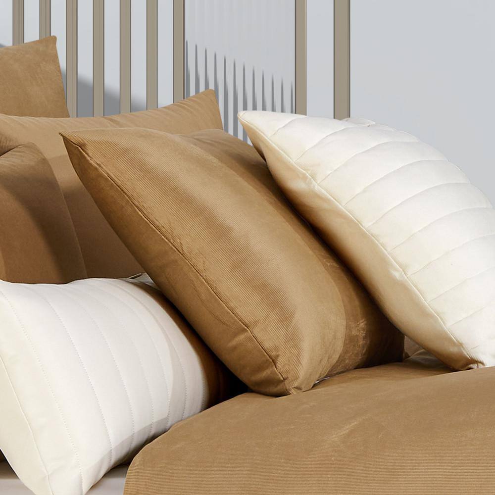 Valencia 20" Gold Velvet Quilted Throw Pillow