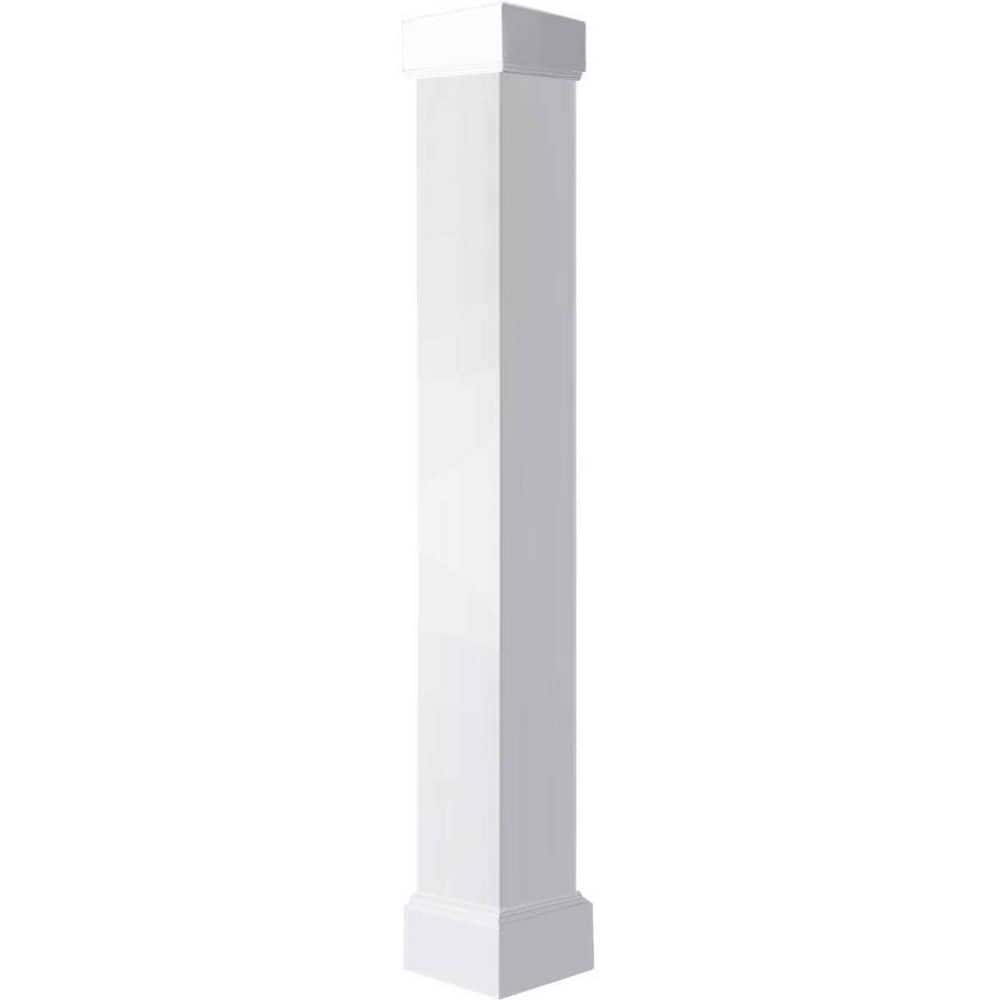 Ekena Millwork 5-5/8 in. x 6 ft. Premium Square Non-Tapered Smooth PVC Column Wrap Kit Mission Capital and Base