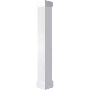 5-5/8 in. x 6 ft. Premium Square Non-Tapered Smooth PVC Column Wrap Kit Mission Capital and Base