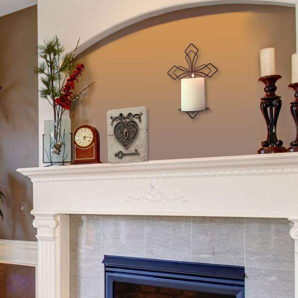 Stonebriar Collection 6 in. D x 8 in. H Poly-Resin Heart and Key Wall Plaque