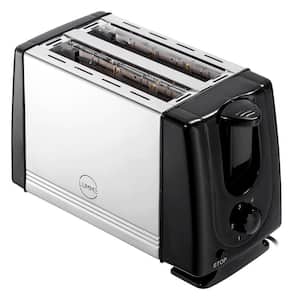 800-Watt 2 Slice Black Wide Slot Toaster
