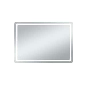 Home Living 60 in. W x 42 in. H Rectangular Frameless LED Wall Bathroom Vanity Mirror in Glossy White(Color Changing)