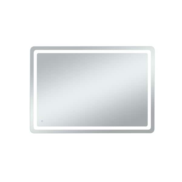 Unbranded Home Living 60 in. W x 42 in. H Rectangular Frameless LED Wall Bathroom Vanity Mirror in Glossy White(Color Changing)