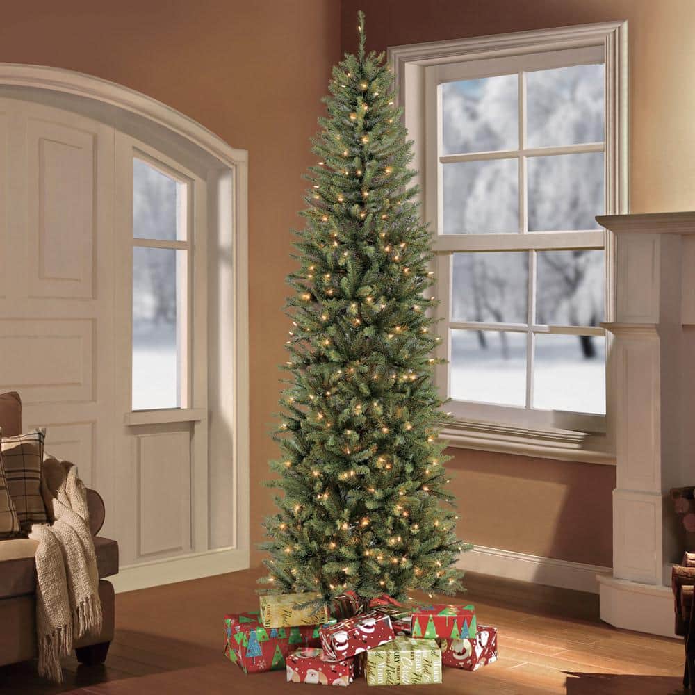 7.5-Foot Green Pre-Lit Fraser Fir Pencil Christmas Tree with Clear Lights