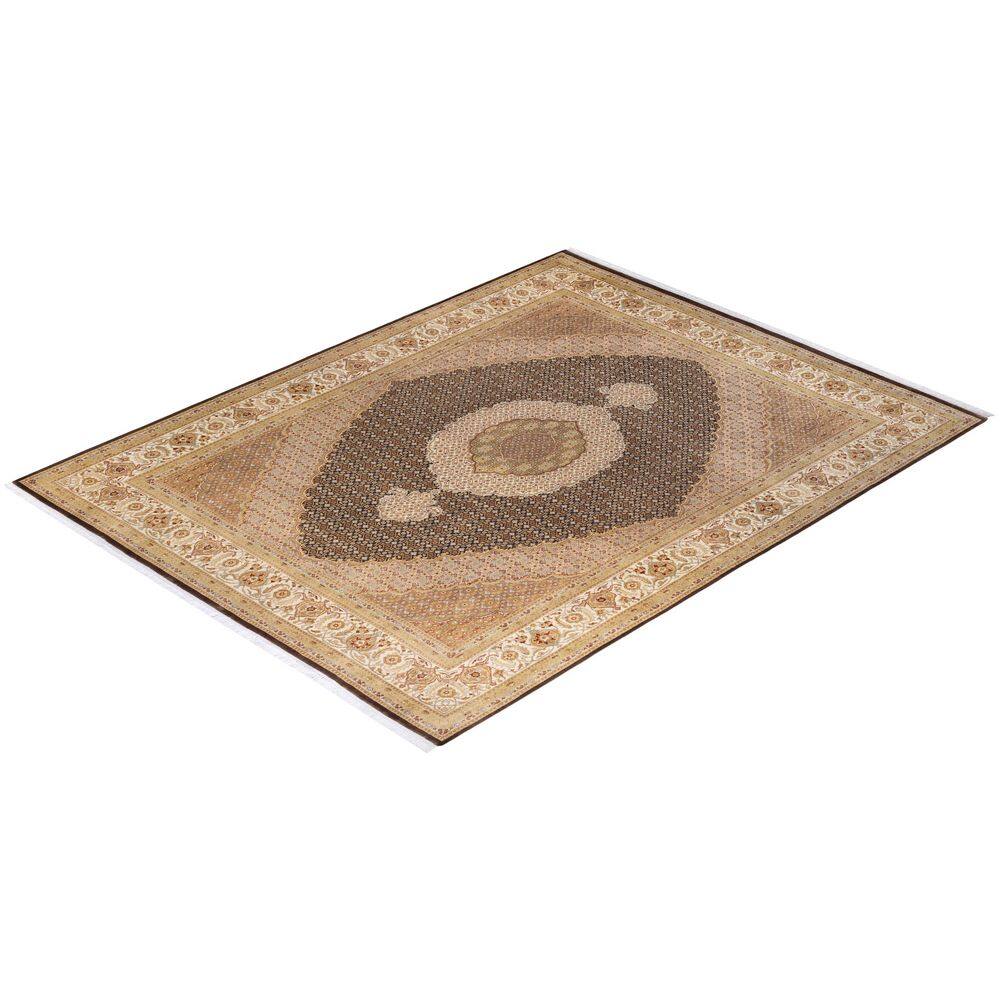 Handmade Brown Wool Traditional Oriental Area Rug 8' x 10'