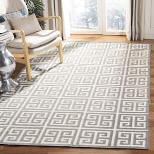 Dhurries Gray/Ivory 10 ft. x 14 ft. Floral Geometric Squares Area Rug