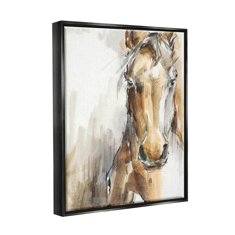 Ethan Harper Horse Portrait Watercolor Canvas with Black Frame