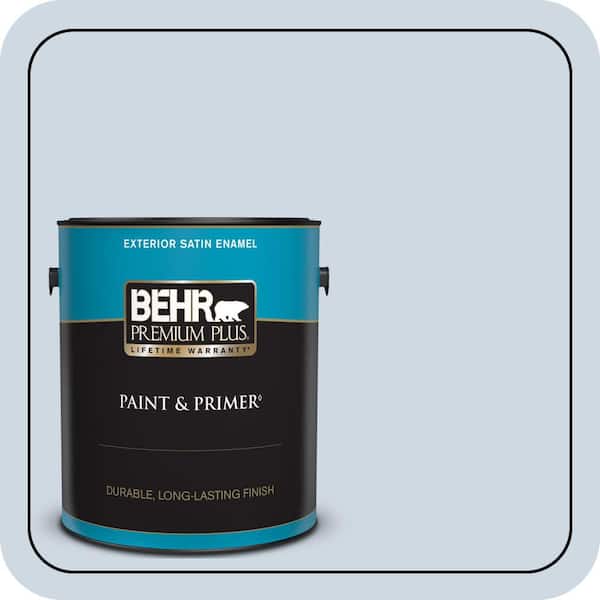 BEHR PREMIUM PLUS 1 gal. #S520-1 Pale Cornflower Satin Enamel Exterior Paint & Primer