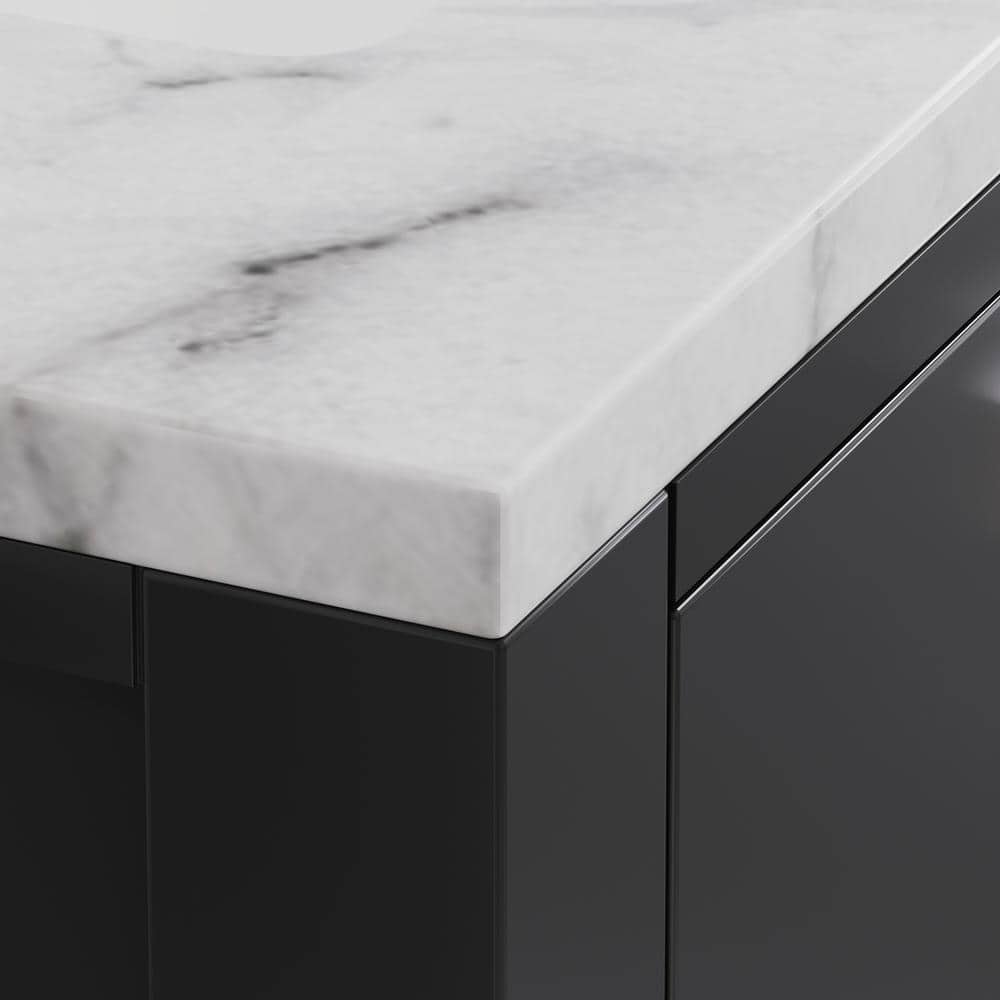Espresso Solid Wood 30" Freestanding Vanity with Carrara Marble Top and Ceramic Sink