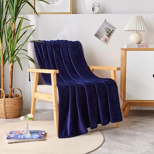 Navy Fleece Throw Blanket