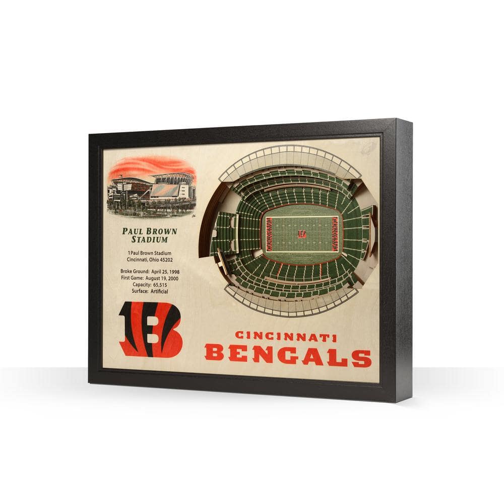 Cincinnati Bengals 12'' x 12'' 3D Logo Wall Art