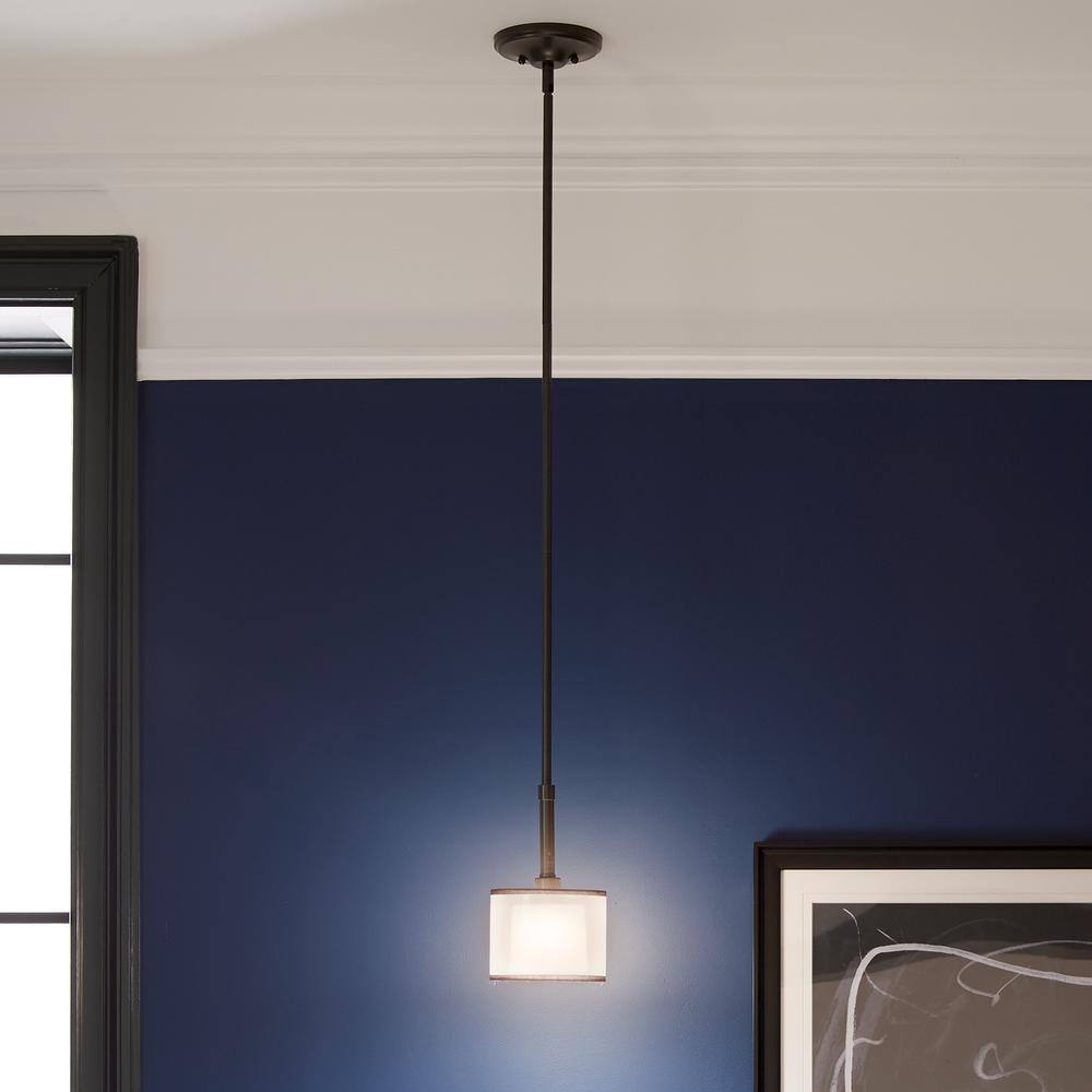 Mini Bronze Drum Pendant with Glass Shade