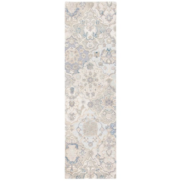 SAFAVIEH Glamour Gray/Blue 2 ft. x 6 ft. Floral Runner Rug