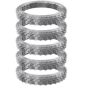 246 ft. Razor Wire Fencing, 5-Rolls Galvanized Barbed Wire for Garden, Razor Ribbon Security Fence