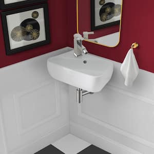 Plaisir 18 in. x 11 in. Ceramic Wall Hung Vessel Sink with Left Side Faucet Mount in White