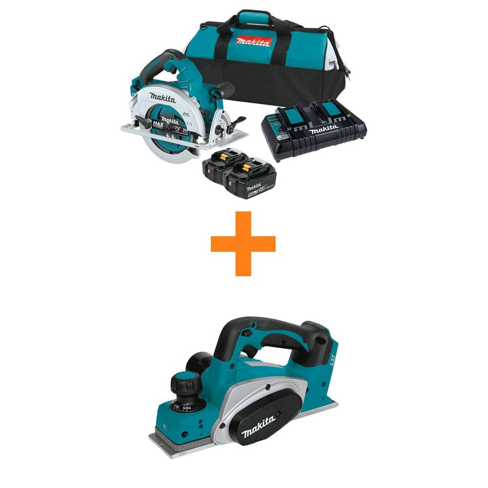 18V X2 LXT Lithium-Ion Brushless Cordless 7-1/4 in. Circular Saw Kit 5.0Ah with bonus 18V LXT 3-1/4 in. Cordless Planer -  Makita, XSH06PT-XPK01Z