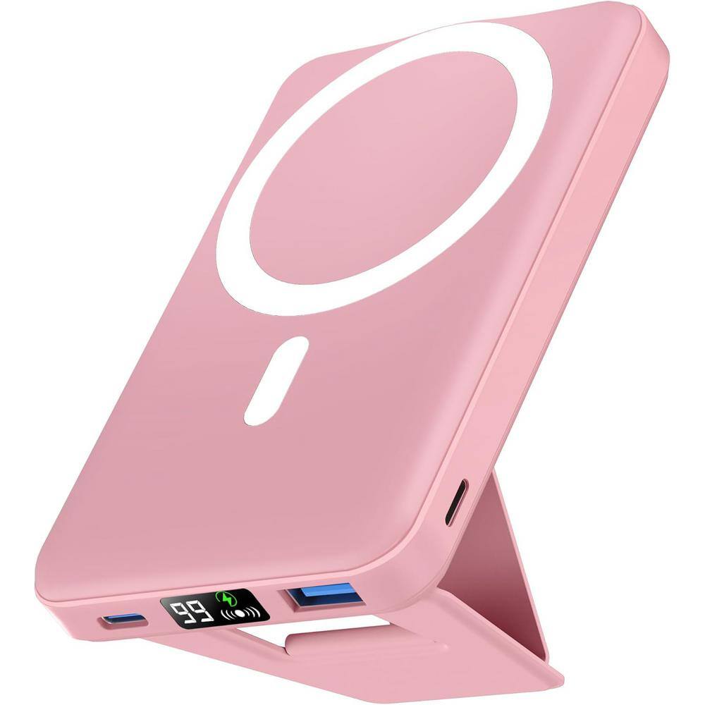Foldable Battery Pack 10000mAh Magnetic Power Bank with USB-C Cable LED Display Fast Charing in Pink (1-Pack) price history on PriceWatchPro