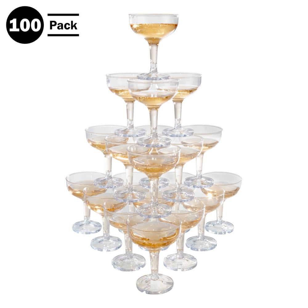 Lavish Home 100-Pack 5 oz. Plastic Champagne Glasses JG1012-1