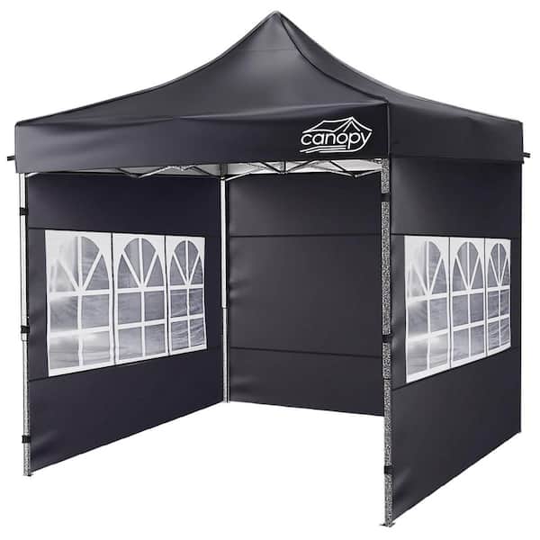 10 ft. x 10 ft. Black Pop-Up Instant Canopy with Silver-Coated UPF 50+ Water Resistant Top and Adjustable Height