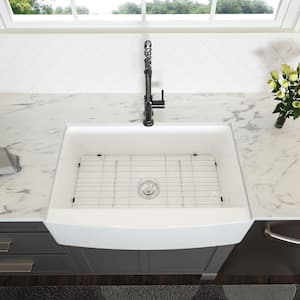 White Ceramic 24 in. Single Bowl Farmhouse/Apron-Front Kitchen Sink