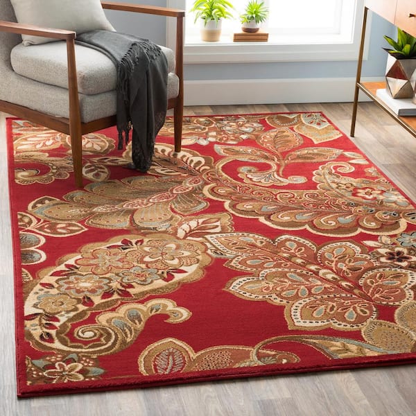 Cerastium Burgundy 5 ft. x 8 ft. Indoor Area Rug