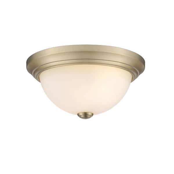 2-Light 11 in. Modern Gold Hardwired Flushmount (1-Pack)