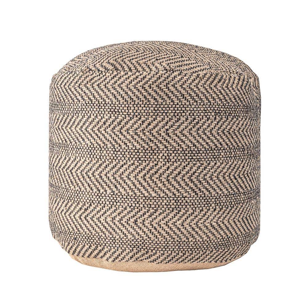Buy Exeter Chevron Braided Jute Filled Ottoman Natural Round Pouf
