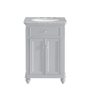 Simply Living 24 in. W x 21 in. D x 35 in. H Bath Vanity in Light Grey with Cashmere White Granite Top