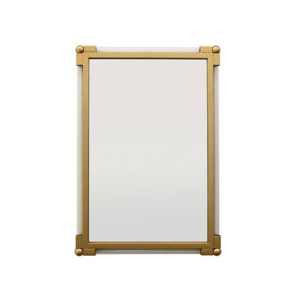 THREE HANDS 30 in. Wall Mirror in Gold