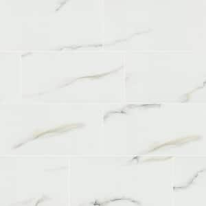 Aria Bianco 12 in. x 24 in. Polished Porcelain Marble Look Floor and Wall Tile (704 sq. ft./Pallet)