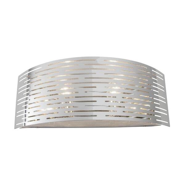 Alternating Current Dashing 2-Light Polished Stainless Steel Bath Vanity Light with Polished Stainless Steel
