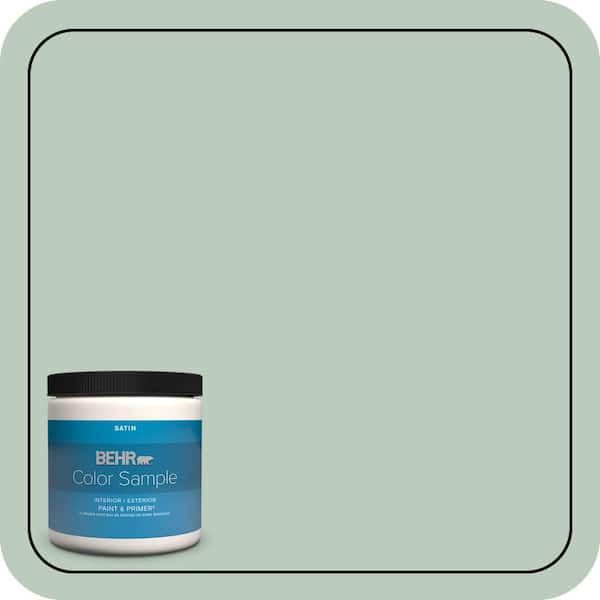 BEHR PREMIUM PLUS 8 oz. #MQ3-49 Jade Tinge Satin Enamel Interior/Exterior Paint & Primer Color Sample