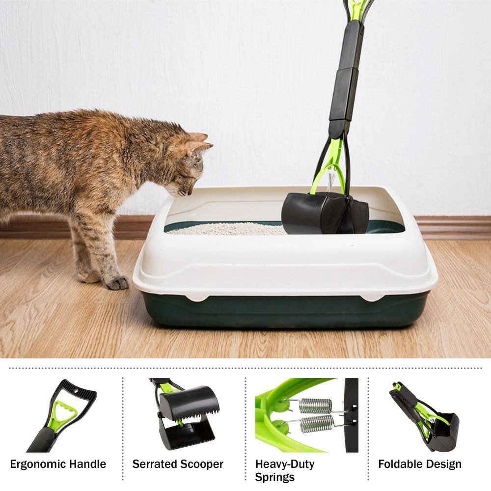 Green Foldable Long-Handled Pet Pooper Scooper