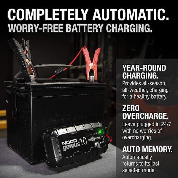 NOCO GENIUS GENIUS10, 10-Amp Fully-Automatic Smart Charger, 6V & 12V Battery  Charger & Battery Maintainer Genius10 - The Home Depot