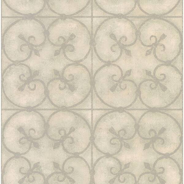 Brewster Madison Florals Gray Garden Gate Wallpaper Sample