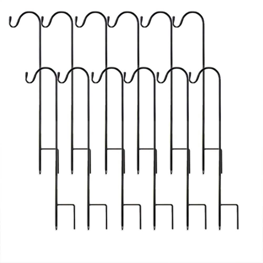 2.95 in. Black Metal Rust Resistant Adjustable Multi-Purpose Shepherds Hook with 12 Hooks 12-Count for Outdoor Decor price history on PriceWatchPro
