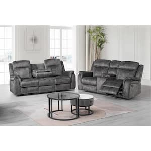 New Classic Furniture Park City 2-Piece Slate Polyester Fabric Manual Living Room Set