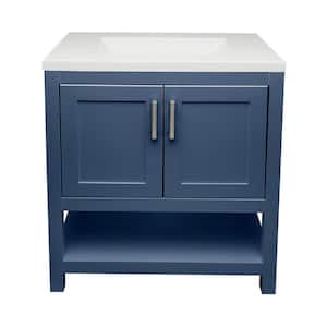 Taos 31 in. W x 22 in. D x 36 in. H Bath Vanity in Navy Blue with White Cultured Marble Top