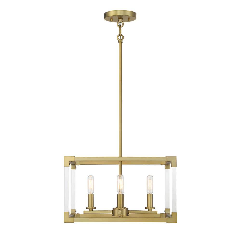 Oro District Soft Brass 4-Light Rectangular Pendant