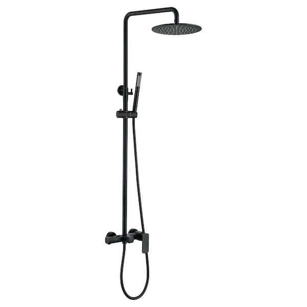 Tomfaucet 3-Spray Tub and Shower Faucet with Hand Shower in Matte Black (Valve Included)