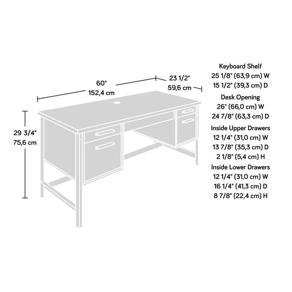 Barrel Oak Executive Desk with Drawers and Keyboard Tray